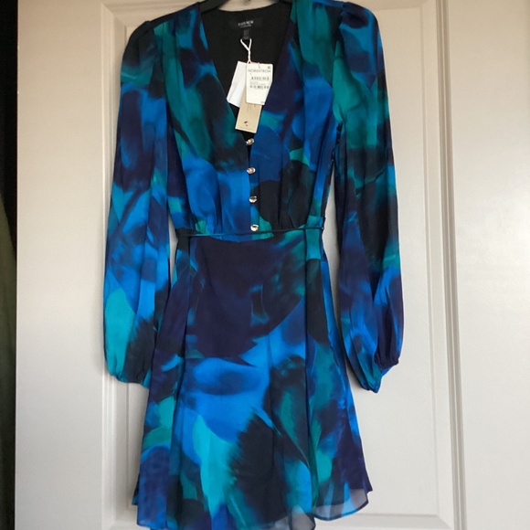 Ever New Tamara Abstract Print Long Sleeve Asymmetric Minidress, size 6 - Picture 5 of 14